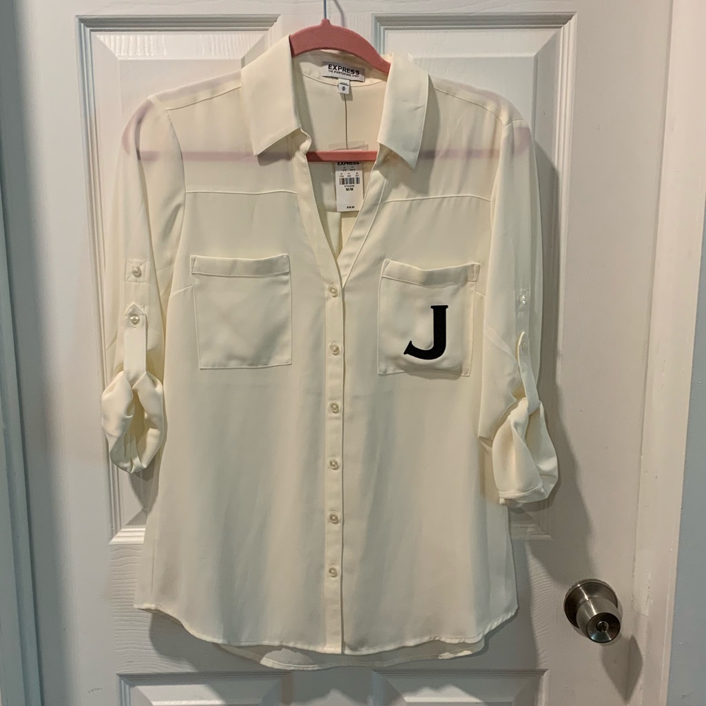 Express Button Down Blouse With “J” Initial